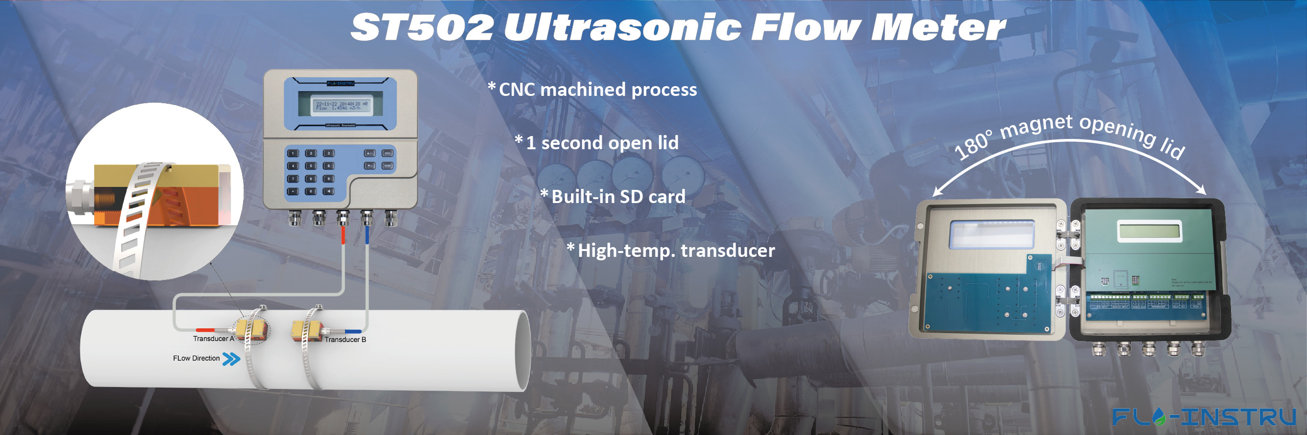 गुणवत्ता क्लैंप-ऑन अल्ट्रासोनिक फ्लोमीटर कारखाना
