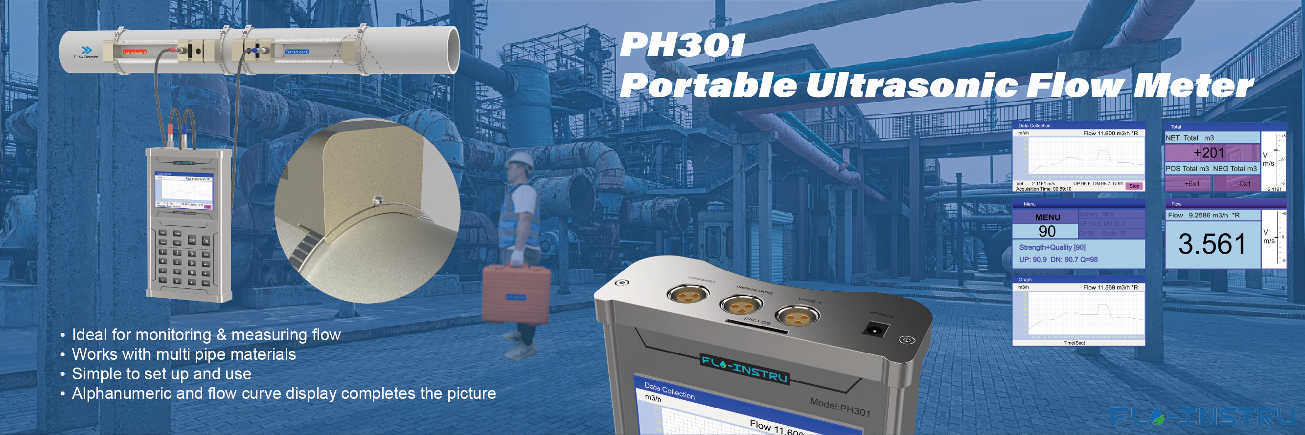 गुणवत्ता क्लैंप-ऑन अल्ट्रासोनिक फ्लोमीटर कारखाना